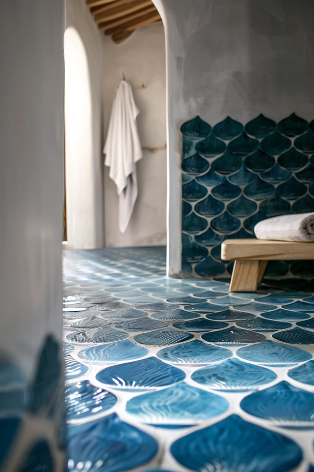 Transform Spaces with Blue Scallop Tiles Now