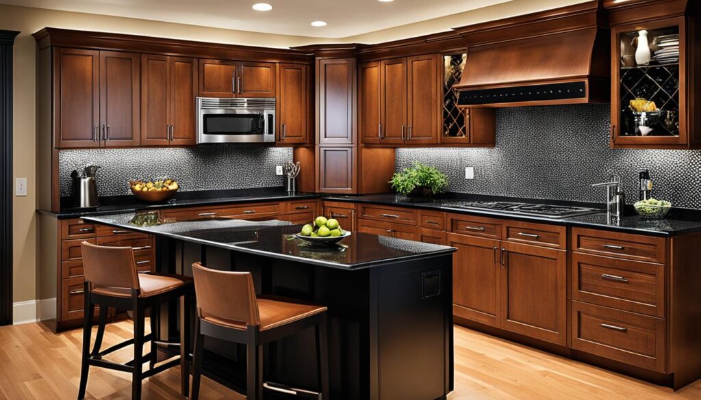 Backsplash Ideas for Black Granite & Maple Cabinets