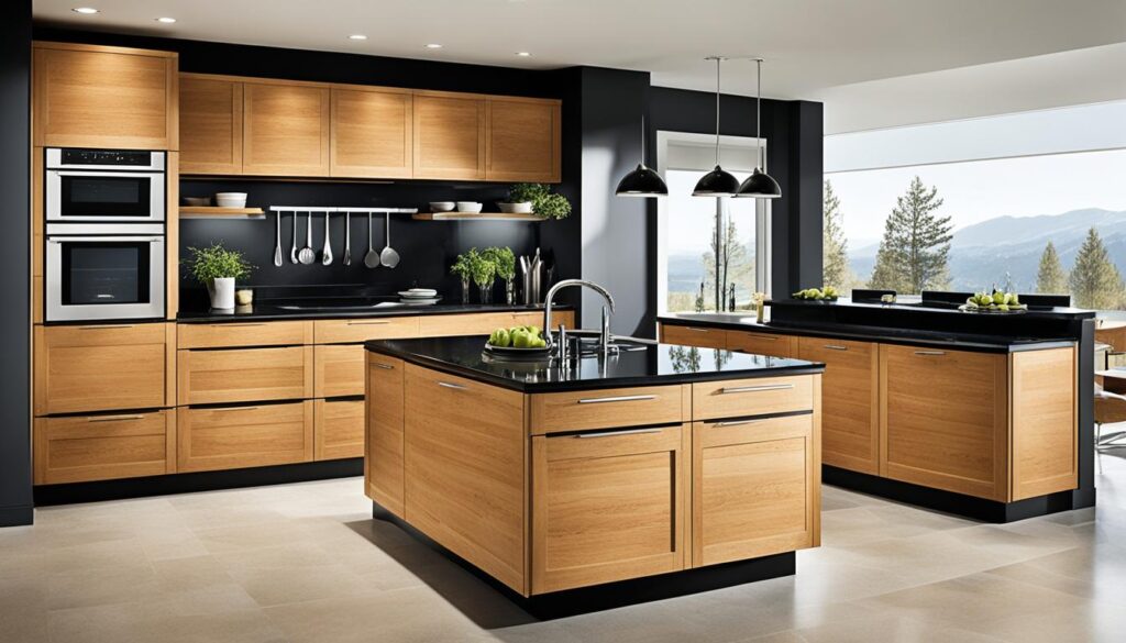 Backsplash Ideas for Black Granite & Oak Cabinets