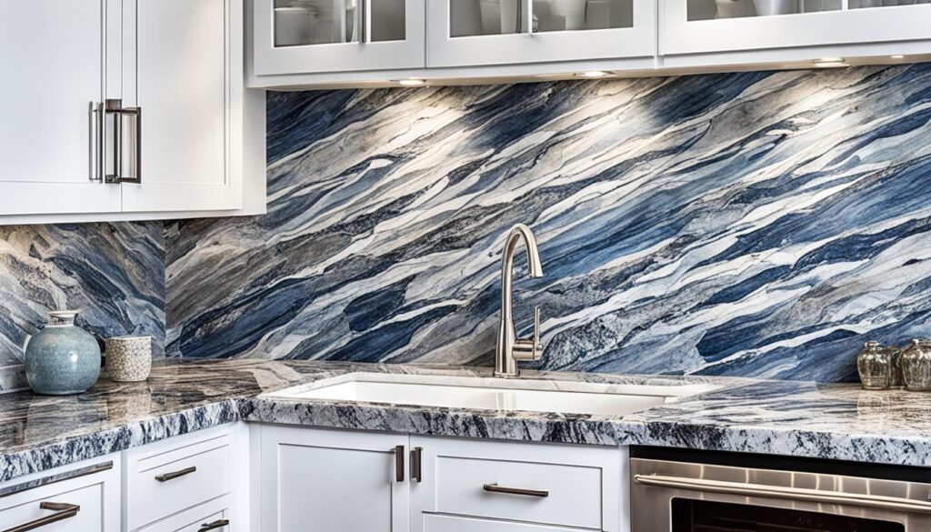 Elegant Backsplash Ideas with Blue Dunes Granite