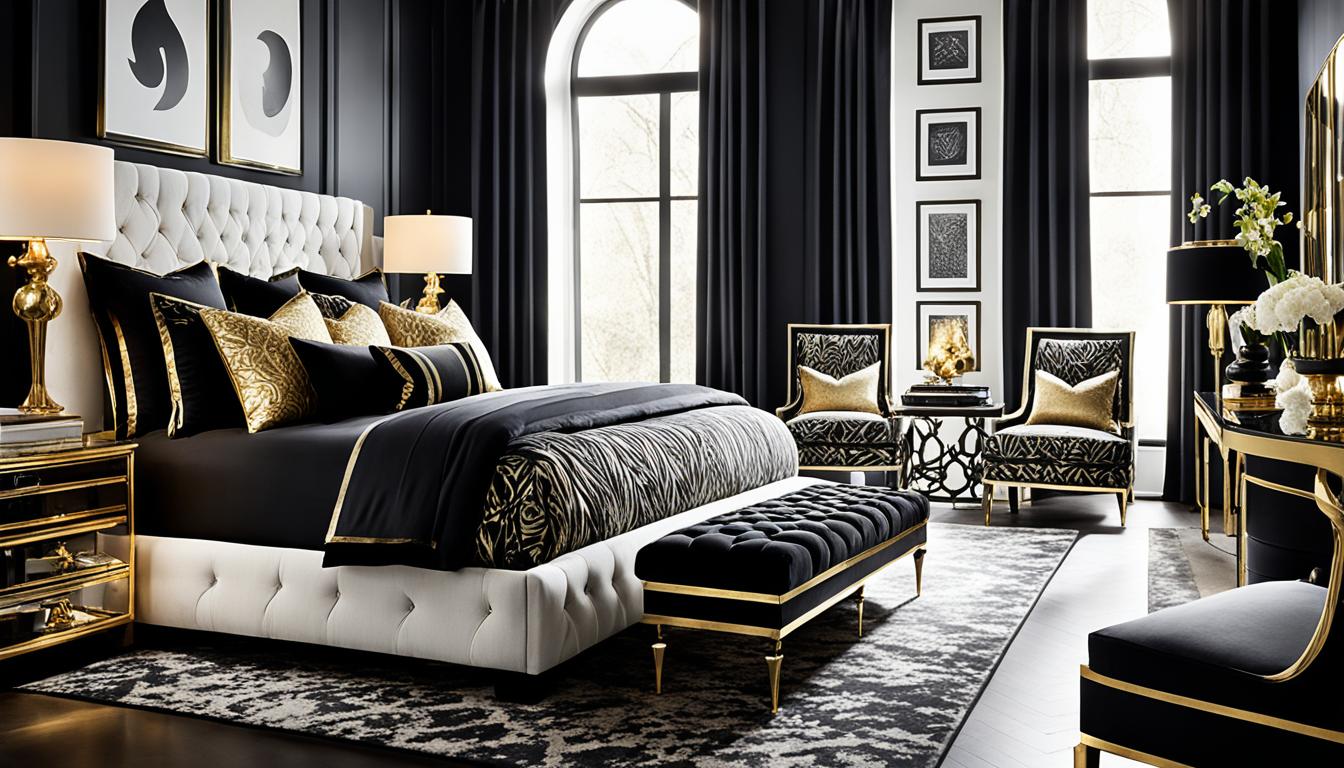 Elegant Black Gold and White Bedroom Inspirations