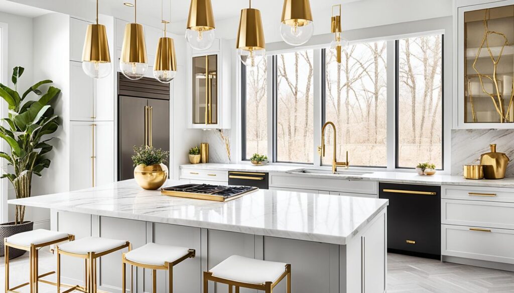 Elegant White and Gold Kitchen Design Inspirations