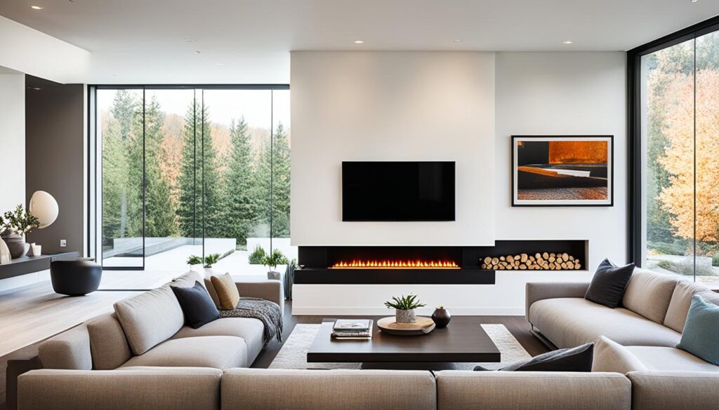 Sleek Linear Fireplace Ideas with TV Above