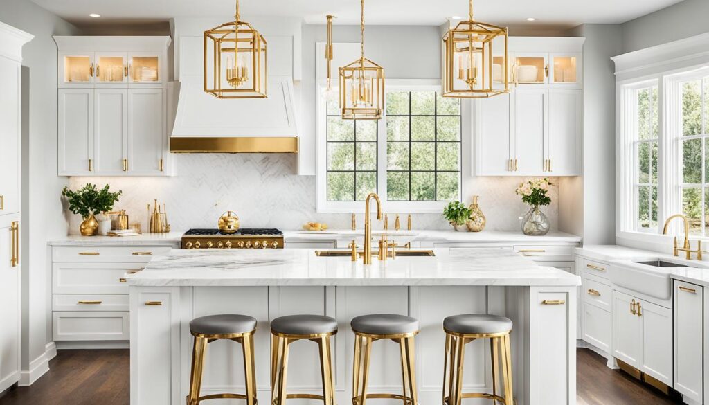 Elegant White and Gold Kitchen Design Inspirations
