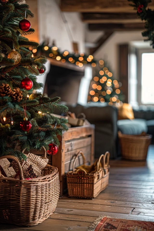 How To Put A Christmas Tree In A Basket: Rustic Charm