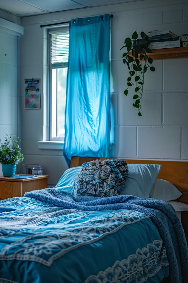 Bright Light Blue Dorm Room Inspirations