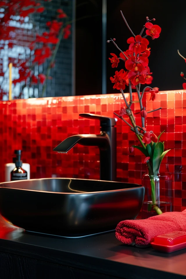 Bold Red and Black Bathroom Decor Ideas