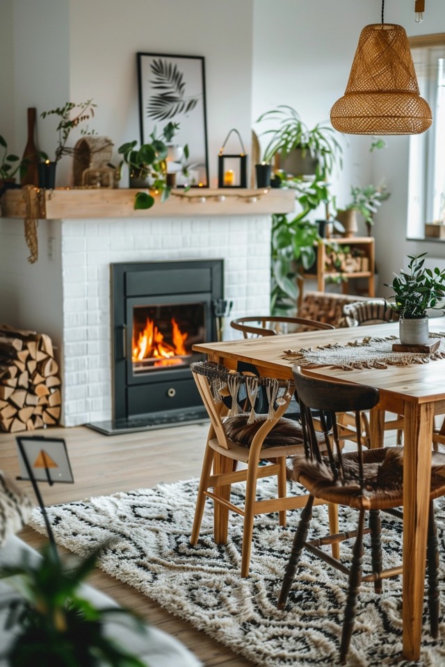 Cozy Dining Room with Fireplace Design Tips