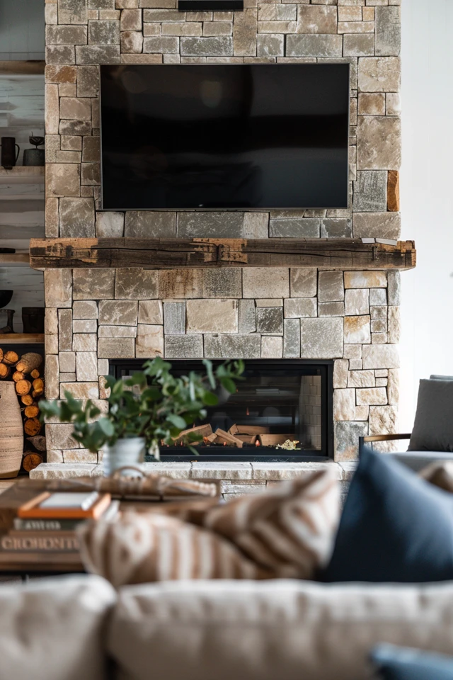 Elevate Your Space with Stone Fireplace Ideas with TV