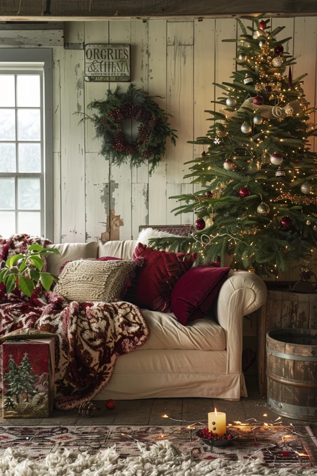 Blend Rustic and Christmas Themes for a Cozy Home