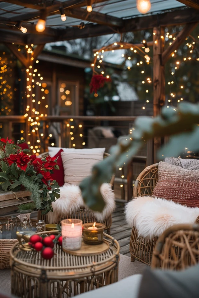 Stylish Outdoor Spaces with Christmas Theme Garden Decor