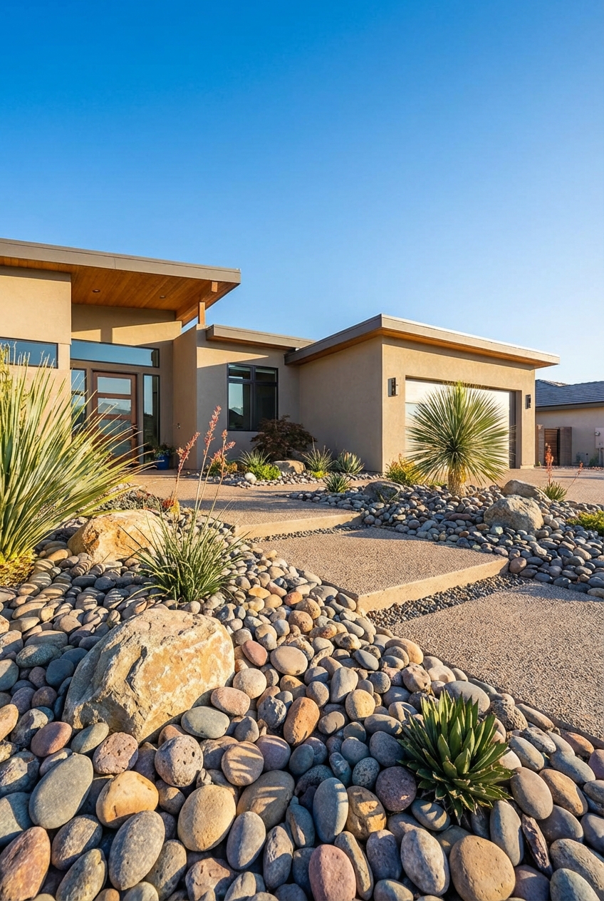 Rock Front Yard Landscaping Ideas for Curb Appeal